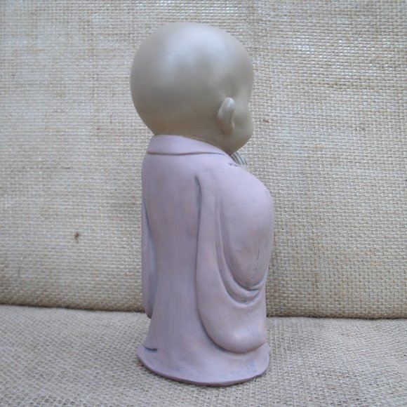 Laughing Buddhist Monk Resin Figurine Namaste - Picture 6 of 16